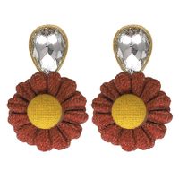 Fashion Temperament Chrysanthemum Drop Rhinestone Earrings Nhjq136372 sku image 2