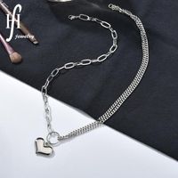 Trend Iger Schmuck Japanischer Neuer Stil Diablo Retro Hip Hop Doppels Chicht Kette Liebes Kette Titan Stahl Pfirsich Herz Lange Halskette main image 2