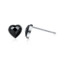 Korean S925 Sterling Alloy Obsidian Heart-shaped Earrings Nhlj136846 main image 1