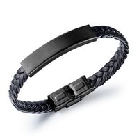 Fashion Titanium Steel Braided Leather Bracelet Nhop136888 main image 1