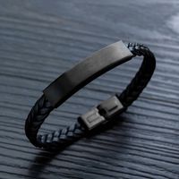 Fashion Titanium Steel Braided Leather Bracelet Nhop136888 main image 3