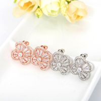 Korean Version Of The Popular Four-leaf Aaa Zircon Earrings Nhtm136898 main image 3