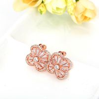 Jinse Nuit Xiaosi Boucles D'oreilles Coréenne Style Populaire Quatre-feuille De Femmes Boucles D'oreilles Aaa Zircon Boucles D'oreilles Usine En Gros main image 4