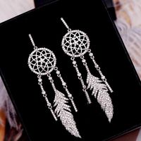 Fashion Dream Catcher Feathers Exaggerated Tassel Earrings Nhdo136921 main image 5