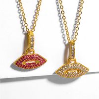 Womens Lips Set With Zircon Copper Plated 18k Alloy Colored Zircon Necklaces Nhas136954 main image 2
