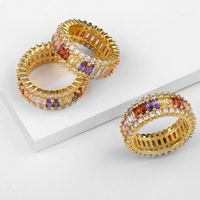 Europäischer Und Amerikanischer Ring Weiblicher Ring Geometrischer Retro-luxus Damen Farbiger Zirkon Ring Voller Diamant Schmuck Rih80 main image 3