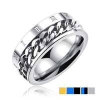 Opk Ring Tiktok Same Titanium Steel Men's Ring Stainless Steel Rotating Chain Roman Digital Ring main image 6