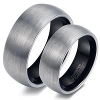 Fabrik Direkt Verkauf Wolfram Stahl Paar Ring 8mm/6mm Breite Schwarzer Ring Vollbogen Matte Paar Ring main image 3