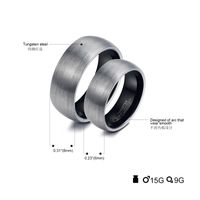 Fabrik Direkt Verkauf Wolfram Stahl Paar Ring 8mm/6mm Breite Schwarzer Ring Vollbogen Matte Paar Ring main image 6