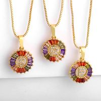 English Alphabet Color Zircon Letter Round Necklace Nhas137029 main image 6