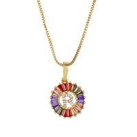 26 Anglais Lettres Collier Coloré Zircon Lettres Ronde Pendentif Pour Hommes Et Femmes En Gros Nkp34 main image 4