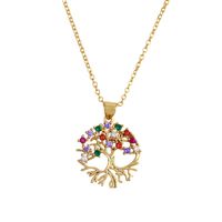 Womens Plant Inlaid Zircon Copper Plated 18k Alloy Simple Necklaces Nhas136867 sku image 1