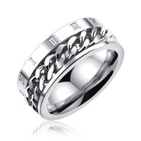 Opk Ring Tiktok Same Titanium Steel Men's Ring Stainless Steel Rotating Chain Roman Digital Ring sku image 2