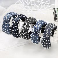 Fashion Denim Polka Dot Beads Wide-brimmed Headband Nhou137068 main image 3