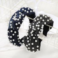 Fashion Denim Polka Dot Beads Wide-brimmed Headband Nhou137068 main image 4