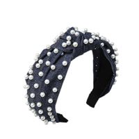 Fashion Denim Polka Dot Beads Wide-brimmed Headband Nhou137068 main image 6