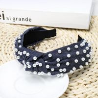 Fashion Denim Polka Dot Beads Wide-brimmed Headband Nhou137068 main image 8