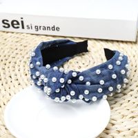 Fashion Denim Polka Dot Beads Wide-brimmed Headband Nhou137068 main image 9