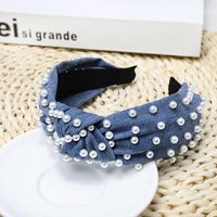 Fashion Denim Polka Dot Beads Wide-brimmed Headband Nhou137068 main image 10