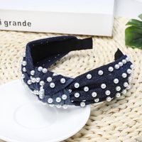 Fashion Denim Polka Dot Beads Wide-brimmed Headband Nhou137068 main image 11