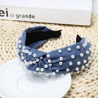 Fashion Denim Polka Dot Beads Wide-brimmed Headband Nhou137068 sku image 3