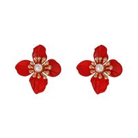 52122   Hot Sale Einfache Ohrringe Tropföl Blüten Blätter Simulierte Perlen Ohrringe Europäische Und Amerikanische Blumen Ohrringe main image 8