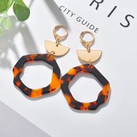 Irregular Round Ring Resin Alloy Semicircular Earrings Nhbq137872 main image 6