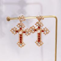 52083 Retro Diamant Ohrringe Im Palasts Til Frauen Europäische Und Amerikanische Kreuz Ohrringe Lange Ohrringe Elegante Ohrringe main image 4