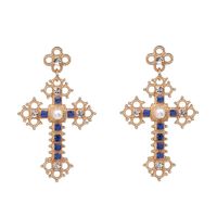 52083 Retro Diamant Ohrringe Im Palasts Til Frauen Europäische Und Amerikanische Kreuz Ohrringe Lange Ohrringe Elegante Ohrringe main image 7
