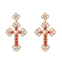 52083 Retro Diamant Ohrringe Im Palasts Til Frauen Europäische Und Amerikanische Kreuz Ohrringe Lange Ohrringe Elegante Ohrringe sku image 1