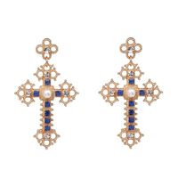 52083 Palais Style Rétro Diamants Stud Boucles D'oreilles Pour Les Femmes Européen Et Américain Croix Boucles D'oreilles Boucles D'oreilles Longues Élégant Gouttes Pour Les Oreilles Boucles D'oreilles sku image 2