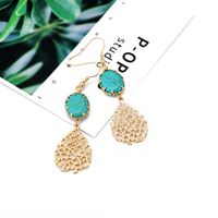 Fashion Pattern Openwork Turquoise Alloy Earrings Nhom138145 main image 2