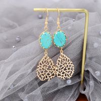 Fashion Pattern Openwork Turquoise Alloy Earrings Nhom138145 main image 4