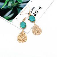 Fashion Pattern Openwork Turquoise Alloy Earrings Nhom138145 main image 5