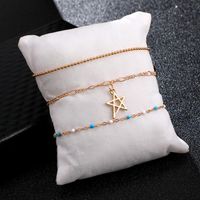 Creative Simple Alloy Hollow Star Rice Beads Chain 3 Layer Bracelet Nhgy138181 main image 3