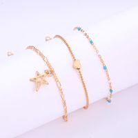 Creative Simple Alloy Hollow Star Rice Beads Chain 3 Layer Bracelet Nhgy138181 main image 4