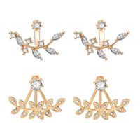 Creative Twig Full Rhinestone Front And Rear Alloy Earrings Nhxs138206 main image 1