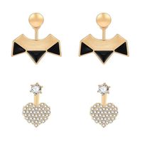 Simple Black Triangle Cool Heart-shaped Full Rhinestone Earrings Nhxs138208 main image 1