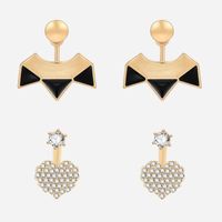 Simple Black Triangle Cool Heart-shaped Full Rhinestone Earrings Nhxs138208 main image 6