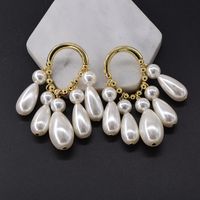 Fashion Oval Drop-shaped Beads White Earrings Nhnt138220 main image 5