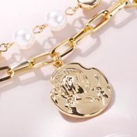 Creative Retro Head Stamp Beads Double Layer Necklace Nhpj138241 main image 5