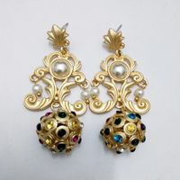 Pendientes De Diamantes De Moda Vintage Champagne Alloy Palace Nhnt138267 main image 3