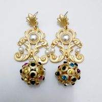 Fashion Vintage Champagne Alloy Palace Rhinestone Earrings Nhnt138267 main image 4