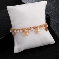 Fashion Rice Beads Hollow Leaf Alloy 2 Layer Anklet Bracelet Nhgy138272 main image 3