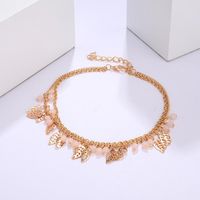 Fashion Rice Beads Hollow Leaf Alloy 2 Layer Anklet Bracelet Nhgy138272 main image 4
