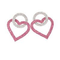 S925 Alloy Needle Pink Love Rhinestone Earrings Nhnt138288 main image 6