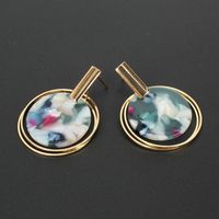 Womens Round Acrylic Two-color Series Earrings Nhct138326 main image 5
