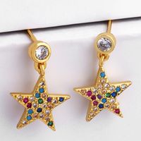 European And American Branches Colored Gemstone Five-pointed Star Earrings Nhas138337 main image 4