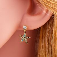 European And American Branches Colored Gemstone Five-pointed Star Earrings Nhas138337 main image 6