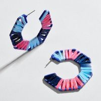 Hollow Alloy Segment Dyed Colored Woven Earrings Nhlu138349 main image 2